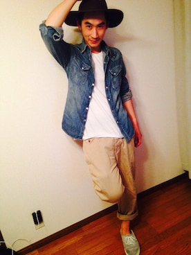「SEVENDAYS=SUNDAY（セブンデイズサンデイ）のアイテム（チノパンツ）」を使った、Chihirockさん（メンズ・178cm）の夏コーディネート