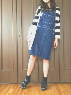 「Right-on（ライトオン）のアイテム（ジャンパースカート）」を使った、waaaa*さん（レディース・166cm）の春コーディネート
