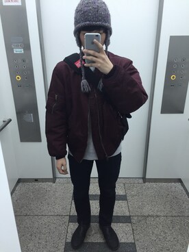 「アイテム（ブーツ）」を使った、コウヘイスズキさん（メンズ・171cm）の冬コーディネート