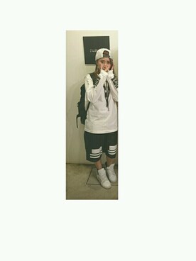 「NatuRalのアイテム（帽子、ホワイト系）」を使った、sayakaさん（レディース・154cm）の春コーディネート