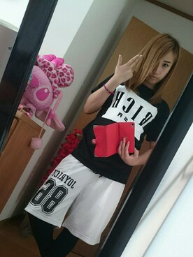 「JOYRICH（ジョイリッチ）のアイテム（パンツ、ホワイト系）」を使った、sayakaさん（レディース・154cm）の夏コーディネート