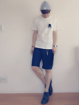 「GU（ジーユー）のアイテム（チノパンツ）」を使った、Ryoさん（メンズ・172cm）の夏コーディネート