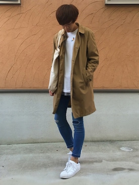 「アイテム（ステンカラーコート）」を使った、Ryoさん（メンズ・173cm・10代）の秋コーディネート