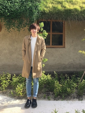 「アイテム（ステンカラーコート）」を使った、Ryoさん（メンズ・173cm・10代）の秋コーディネート
