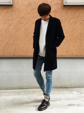 「HARE（ハレ）のアイテム（チェスターコート）」を使った、Ryoさん（メンズ・173cm）の秋コーディネート