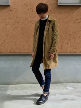 「URBAN RESEARCH（アーバンリサーチ）のアイテム（ステンカラーコート）」を使った、Ryoさん（メンズ・173cm）の秋コーディネート