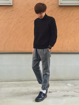 「Dr. Martens（ドクターマーチン）のDr.Martens (ドクターマーチン)/1461 3EYE GIBSON SHOES（その他シューズ）」を使った、Ryoさん（メンズ・173cm）の冬コーディネート