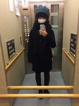 「風邪っぴき」｜「アイテム（その他アウター）」を使った、shioさん（レディース・154cm）の冬コーディネート