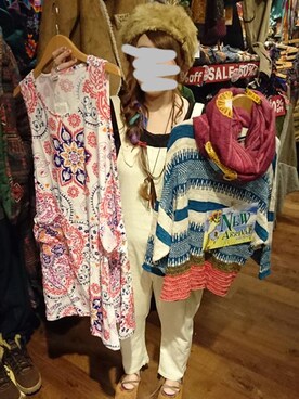「チャイハネ（チャイハネ）のアイテム（オールインワン・サロペット）」を使った、erikamkamさん（レディース・154cm）の冬コーディネート