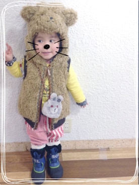 「BOOFOOWOO」｜「アイテム（財布/小物）」を使った、こたろーさん（キッズ・90cm）の冬コーディネート