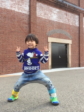 「アイテム（ブーツ）」を使った、こたろーさん（キッズ・110cm）の秋コーディネート