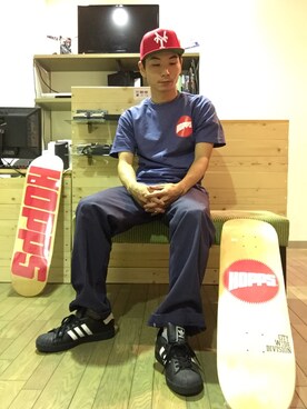 「HOPPS（ホップス）のアイテム」を使った、N.Y.A STOREさん（メンズ・170cm）の夏コーディネート