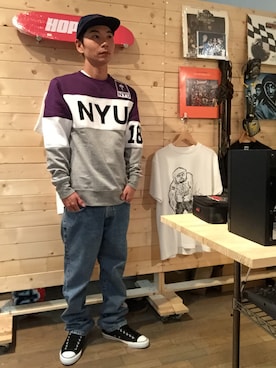 「BELIEF NYC（ビリーフニューヨーク）のアイテム」を使った、N.Y.A STOREさん（メンズ・170cm）の秋コーディネート