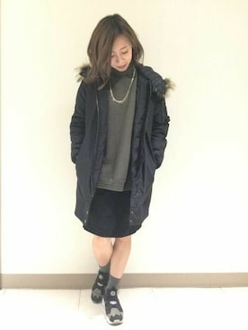 「JEANASIS（ジーナシス）のアイテム（ダウンジャケット/コート）」を使った、JEANASIS アトレ川崎店STAFFさん（レディース・156cm）の秋コーディネート