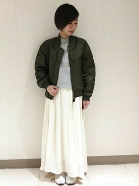 「JEANASIS（ジーナシス）のアイテム（MA-1）」を使った、JEANASIS アトレ川崎店STAFFさん（レディース・156cm）の冬コーディネート