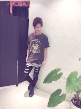 「LAST LIBERTY（ラストリバティ）のLAST LIBERTY/GUNS N`ROSES Tee2（Tシャツ/カットソー、ブラック系）」を使った、Shingoさん（メンズ・170cm）の秋コーディネート