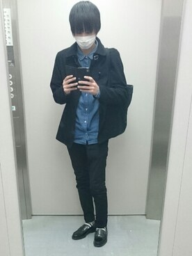 「semantic design（セマンティックデザイン）のアイテム（ピーコート）」を使った、クロさん（メンズ・178cm）の秋コーディネート