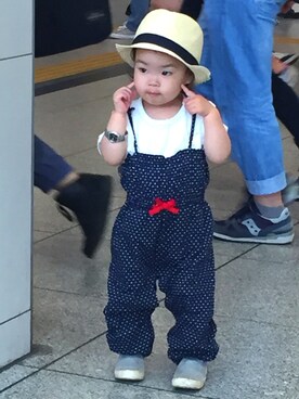 「babyGAP（babyGAP）のアイテム（サロペット/オーバーオール、ブルー系）」を使った、ななさん（キッズ）の夏コーディネート