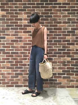 「NOMBRE IMPAIR（ノンブルアンペール）のアイテム（ベスト）」を使った、nishimura.さん（レディース・160cm）の夏コーディネート