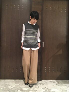 「NOMBRE IMPAIR（ノンブルアンペール）のアイテム（ベスト）」を使った、nishimura.さん（レディース・160cm）の秋コーディネート