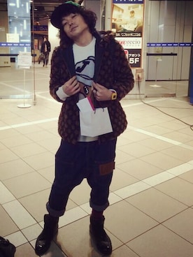 「JOYRICH」｜「アイテム（ブルゾン）」を使った、ますかた一真さん（メンズ・168cm）の冬コーディネート
