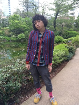 「Ne-net（ネネット）のアイテム（その他アウター）」を使った、ますかた一真さん（メンズ・168cm）の春コーディネート