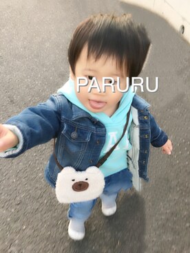 「1歳半」｜「アイテム（デニムジャケット）」を使った、ぱるるさん（キッズ・80cm）の秋コーディネート