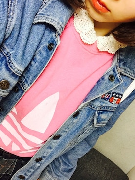 「ピンクTシャツ」｜「アイテム（ジャケット/アウター）」を使った、ゆかちさん（レディース・153cm）の冬コーディネート