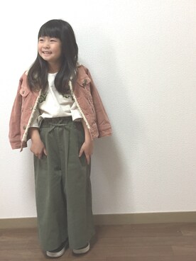 「Lee（リー）のアイテム（ライダースジャケット）」を使った、cocoeicoさん（キッズ・110cm）の秋コーディネート