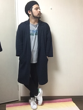 「SUNSEA（サンシー）のアイテム（帽子）」を使った、Yo4daさん（メンズ・165cm）の秋コーディネート