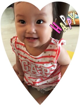 「アイテム（チュニック、レッド系）」を使った、みいちごさん（キッズ・70cm）の秋コーディネート