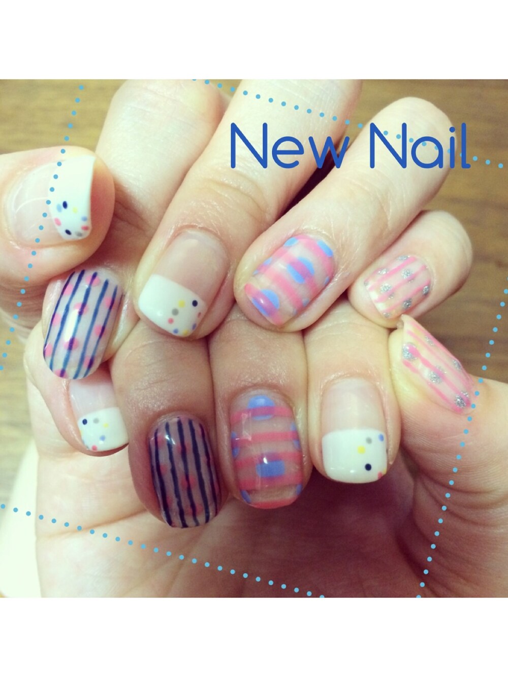 「ボーダー、ドット、nail 、ネイル、ネイルアート」｜「ネイル（その他、その他）」を使った、まりすけさん（レディース・160cm）の夏コーディネートの1枚目の写真