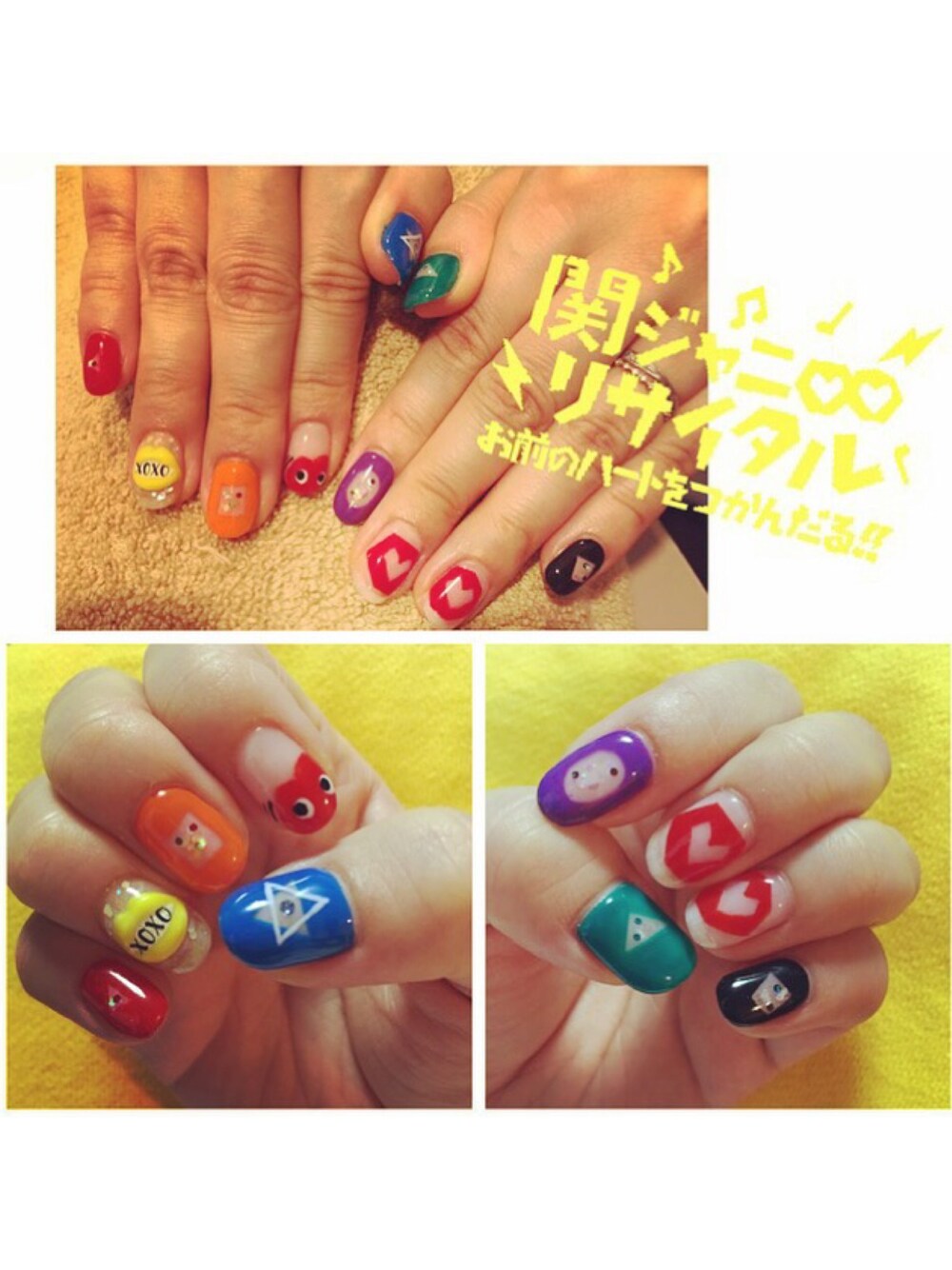 「ネイル、nail 、関ジャニ∞、リサイタル、エイトネイル、カラフル」｜「JUPITERのrefinoリング（リング、ゴールド系）」を使った、まりすけさん（レディース・160cm）の夏コーディネートの1枚目の写真