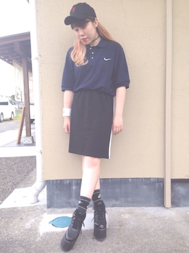 「アイテム（バングル/リストバンド）」を使った、hmkさん（レディース・157cm・10代）の夏コーディネート
