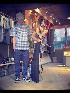 「Ralph Lauren」｜「アイテム（ハンチング/ベレー帽）」を使った、BENCHさん（メンズ・178cm）の夏コーディネート