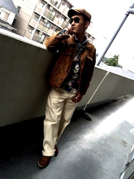 「POINTER BRAND（ポインターブランド）のアイテム（パンツ）」を使った、田中翔太さん（メンズ・169cm）の夏コーディネート