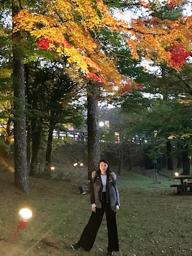 「FRAY I.D（フレイアイディー）のレザーライダース（その他アウター、ブラック系）」を使った、YuuNa_ ღさん（レディース・163cm）の秋コーディネート