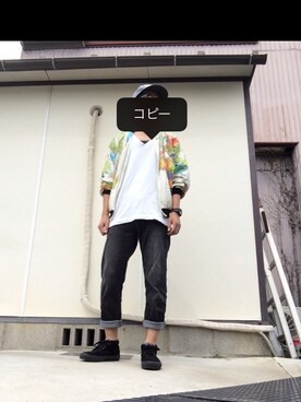 「総柄トップス」｜「アイテム（その他アウター）」を使った、まつさん（メンズ・173cm）の秋コーディネート