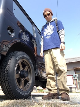 「McGREGOR CLASSIC（マックレガークラシック）のアイテム（帽子）」を使った、まつさん（メンズ・173cm）の春コーディネート