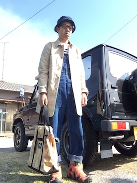 「Lee（リー）のアイテム（ステンカラーコート）」を使った、まつさん（メンズ・173cm）の春コーディネート