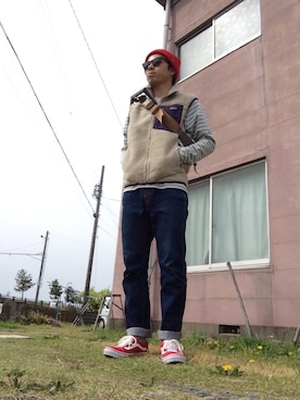 「アイテム（ボディバッグ/ウエストポーチ、グリーン系）」を使った、まつさん（メンズ・173cm）の春コーディネート