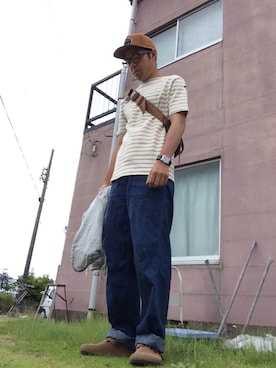 「アイテム（ボディバッグ/ウエストポーチ、グリーン系）」を使った、まつさん（メンズ・173cm）の夏コーディネート