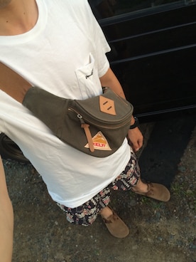 「アイテム（ボディバッグ/ウエストポーチ、グリーン系）」を使った、まつさん（メンズ・173cm）の夏コーディネート