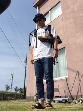 「BIRKENSTOCK（ビルケンシュトック）の＜BIRKENSTOCK（ビルケンシュトック）＞ ARIZONA BIRKOFLOR/サンダル¨ ◆（サンダル）」を使った、まつさん（メンズ・173cm）の夏コーディネート