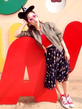 「アイテム（キャミソール、レッド系）」を使った、nami_kanemotoさん（レディース・157cm）の冬コーディネート