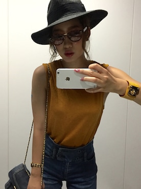 「CHEAP MONDAY（チープマンデイ）のアイテム（ニット/セーター）」を使った、nami_kanemotoさん（レディース・157cm）の夏コーディネート