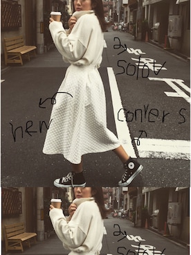 「H&M（エイチ・アンド・エム）のアイテム（スカート、ホワイト系）」を使った、nami_kanemotoさん（レディース・157cm）の春コーディネート