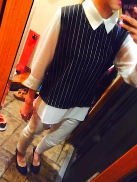 「しまむら（シマムラ）のアイテム（Tシャツ/カットソー、ブラック系）」を使った、やえさん（レディース・149cm）の秋コーディネート