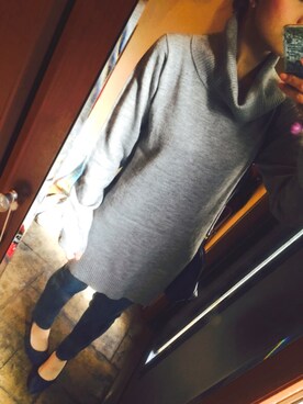 「しまむら（シマムラ）のアイテム（ニット/セーター、グレー系）」を使った、やえさん（レディース・149cm）の秋コーディネート