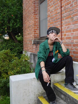 「アイテム（ナイロンジャケット、グリーン系）」を使った、ShowSi@BPWさん（メンズ・176cm）の秋コーディネート